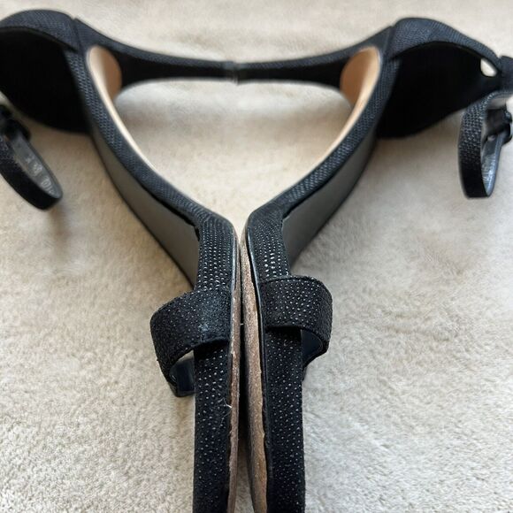 Stuart Weitzman Black Goose Bump Leather Nudist Strappy Heeled Sandals 8.5 M - Picture 7 of 16